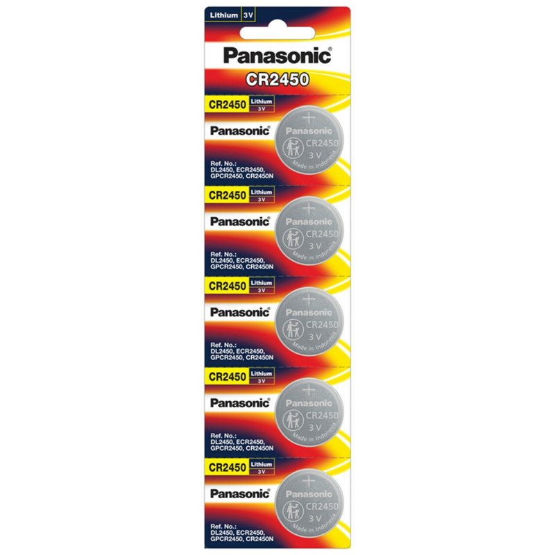 Panasonic Original CR2450 Pack of 5 Battery For Watches , Clocks & Hearing Aids