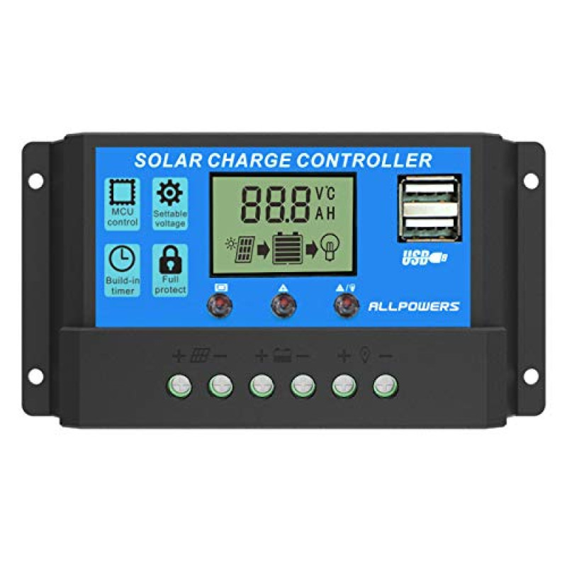 10A LCD PWM Solar Panel Battery Charger Controller 12V24V with Dual USB