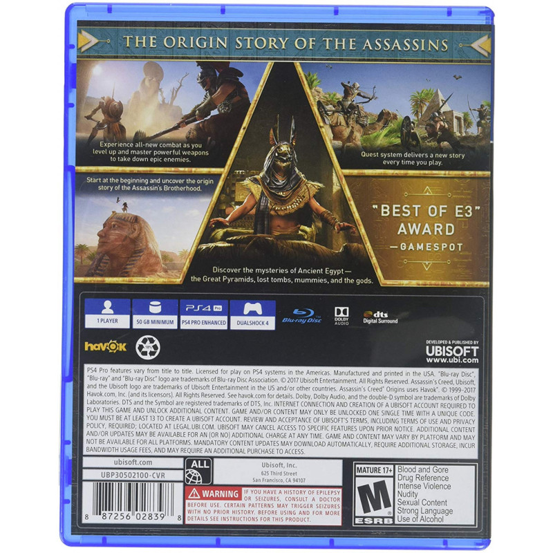 ASSASSINS CREED ORIGINS PS4 Game Region 2 