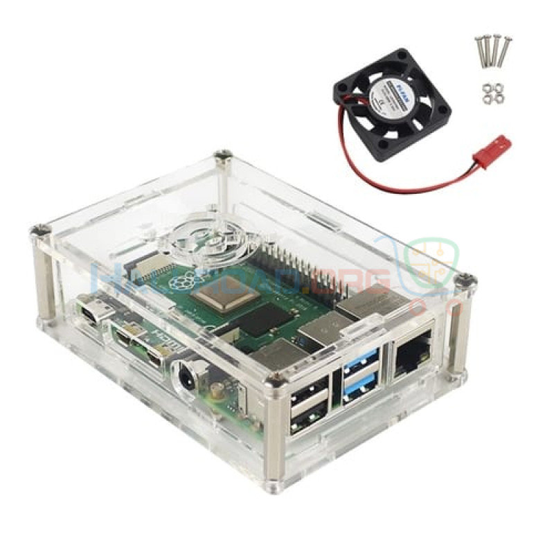 Acrylic Clear Enclosure Case Box+Cooling Fan For Raspberry Pi 3