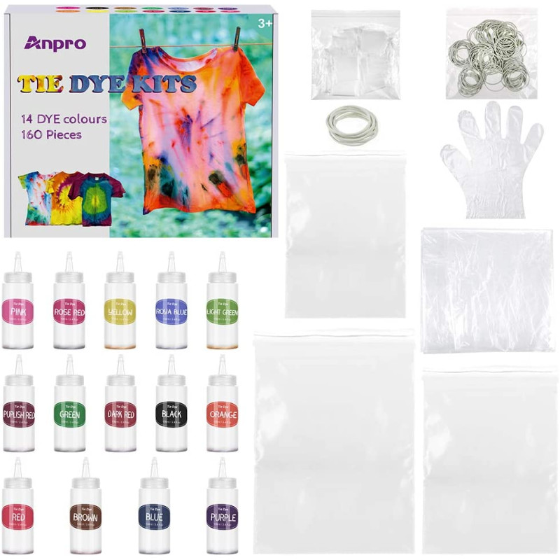 Anpro 160PCS Tie-dye DIY Kit