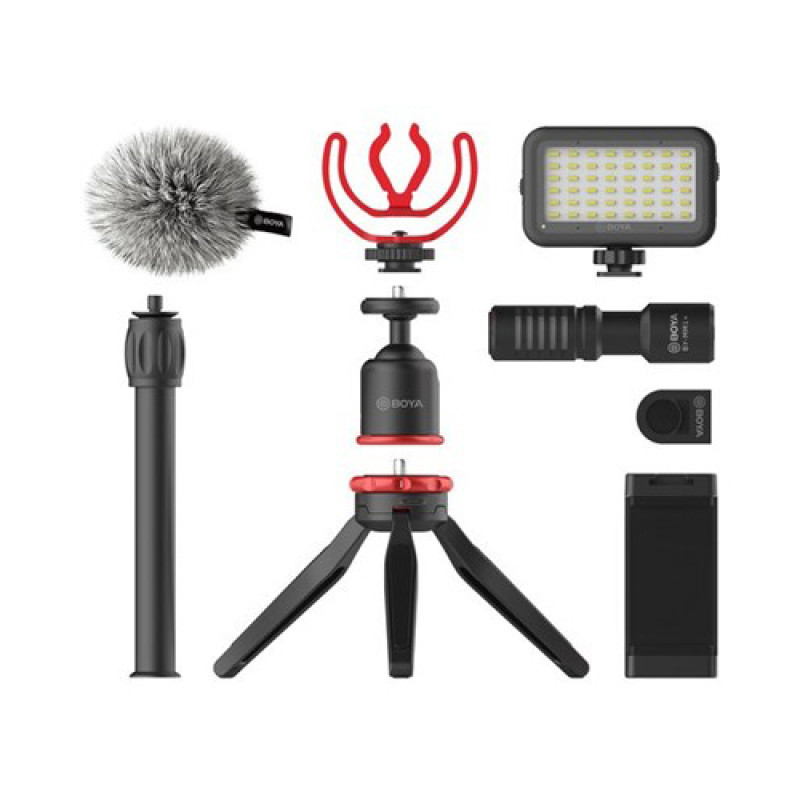 BOYA BY-VG350 Smartphone Vlogger Kit Plus with BY-MM1+ Mic, LED Light, and Accessories