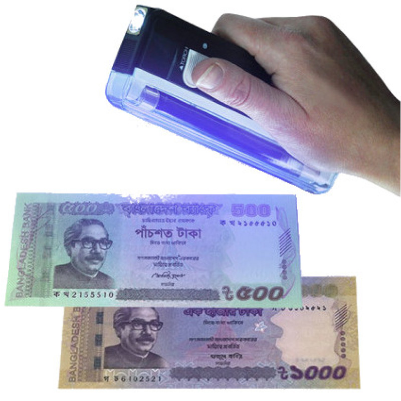 Portable UV Light Money Detector Stamp Detector with Led Flash Light