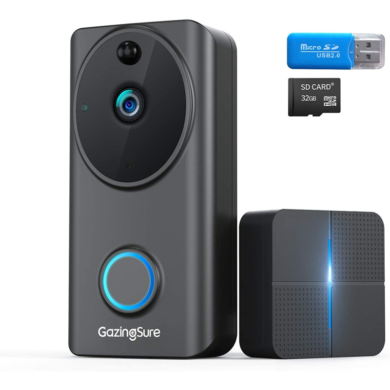 GazingSure Video Doorbell Wireless - 1080P FHD Smart WiFi