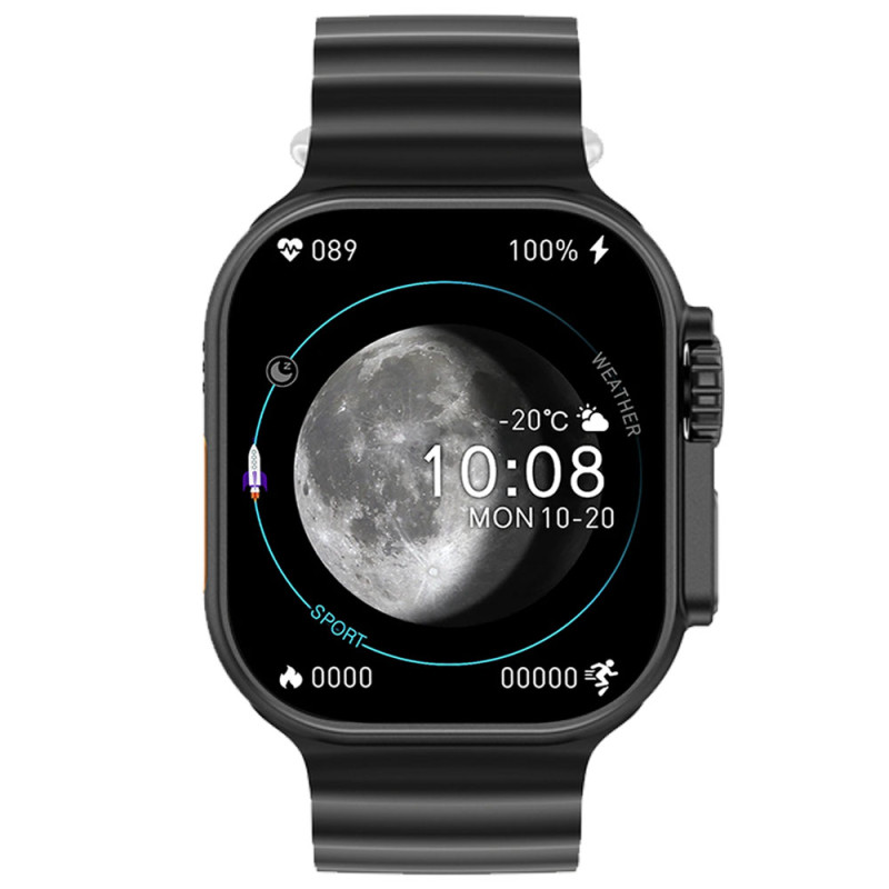 IW8 Ultra Apple Logo Smart Watch Black