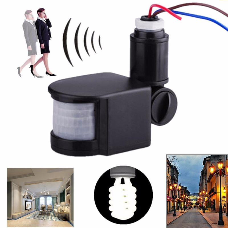 LED Outdoor 220V Infrared PIR Motion Sensor Detector Wall Light Switch 12M