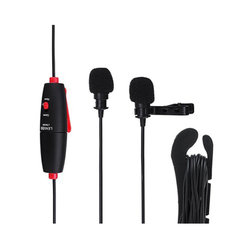 LENSGO LYM-DM1 2 In 1 Omni-Directional Lavalier Video Interview Condenser Microphone With 6m Cable