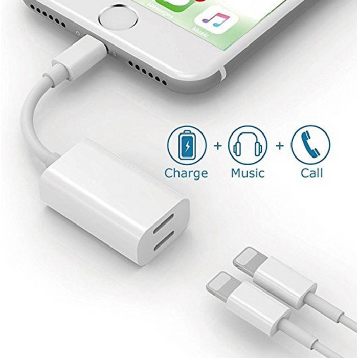 Lightning Headphone Jack Audio and Charge Adapter For iPhone / ipad