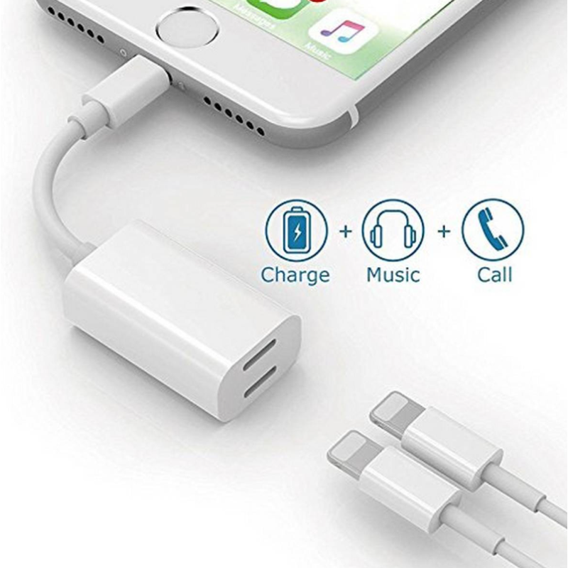 Lightning Headphone Jack Audio and Charge Adaptor For iPhone / ipad