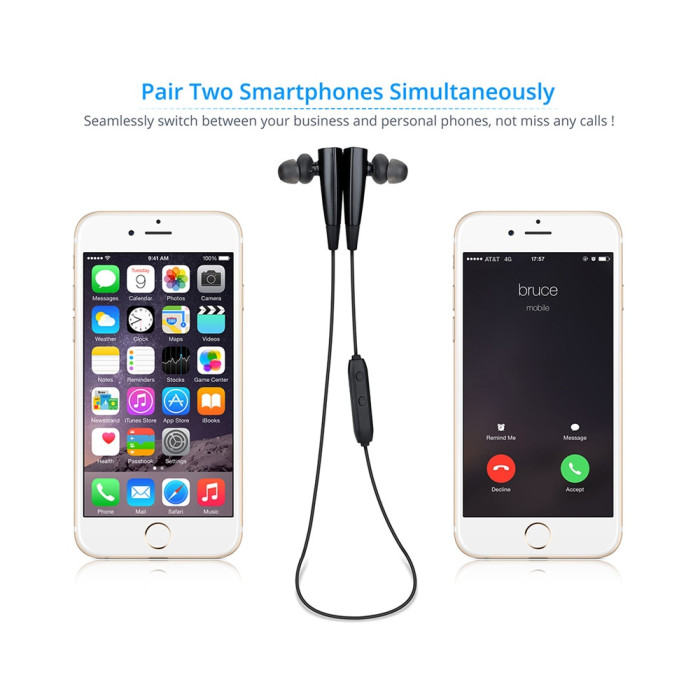 MPOW Bullfight Bluetooth V4.1 Sport Earbuds with Mic - Black