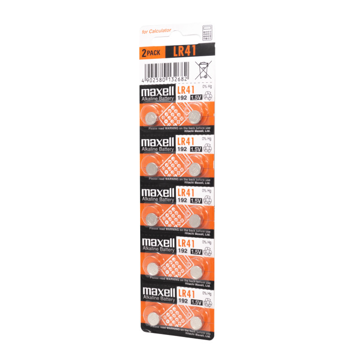 Maxell LR41 1.5V Alkaline Battery (Pack of 10)