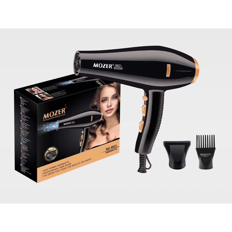 Mozer Professional Hair Dryer MZ-8821 Black Color 6000 Watts