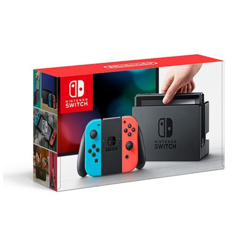 Nintendo Switch with Neon Blue and Neon Red Joy-Con And Extended Battery