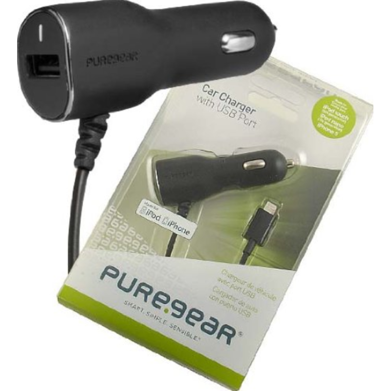 PureGear Car Charger with Extra lightning cable 