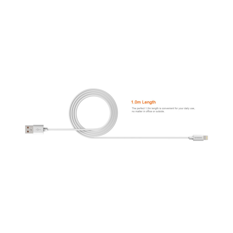 Riversong Beta Lightining USB 2.4A, 1 Meter Charging Cable | White |