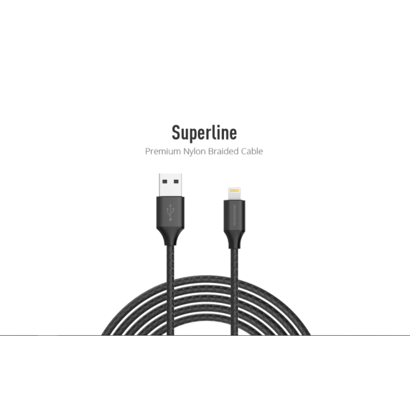 Riversong Superline Lightining USB 2.4A, 1 Meter Charging Cable | Black |