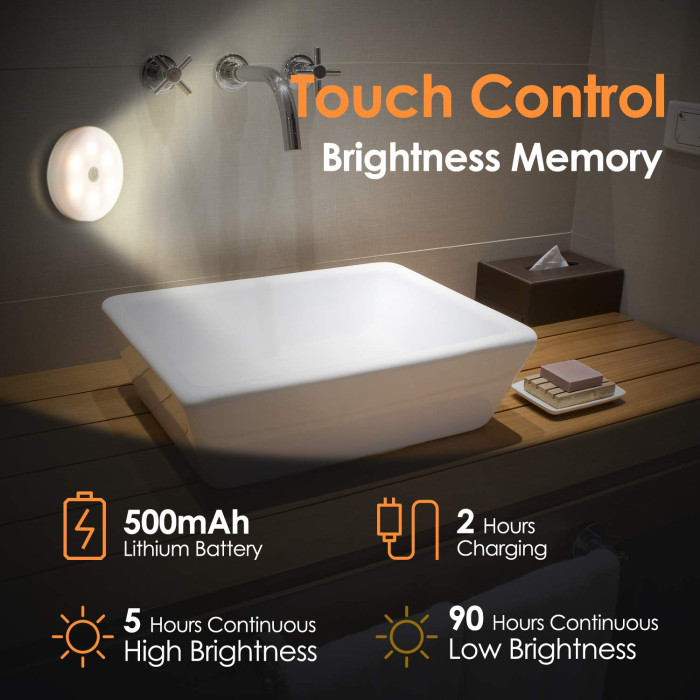 SALKING Wireless LED Puck Lights 4 Pack