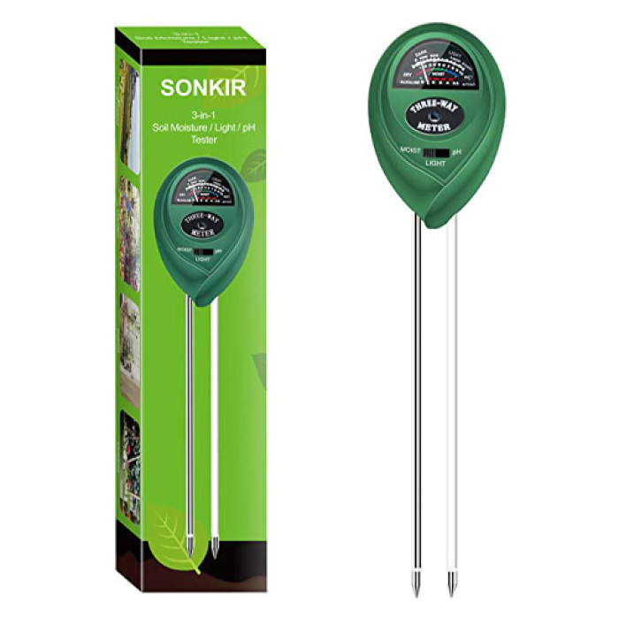 Sonkir Soil pH Meter, MS01 3-in-1 Soil Moisture/Light/pH Tester