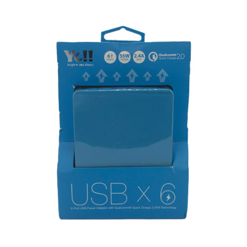 Yell 6 port USB Charging HUB 55W | Blue