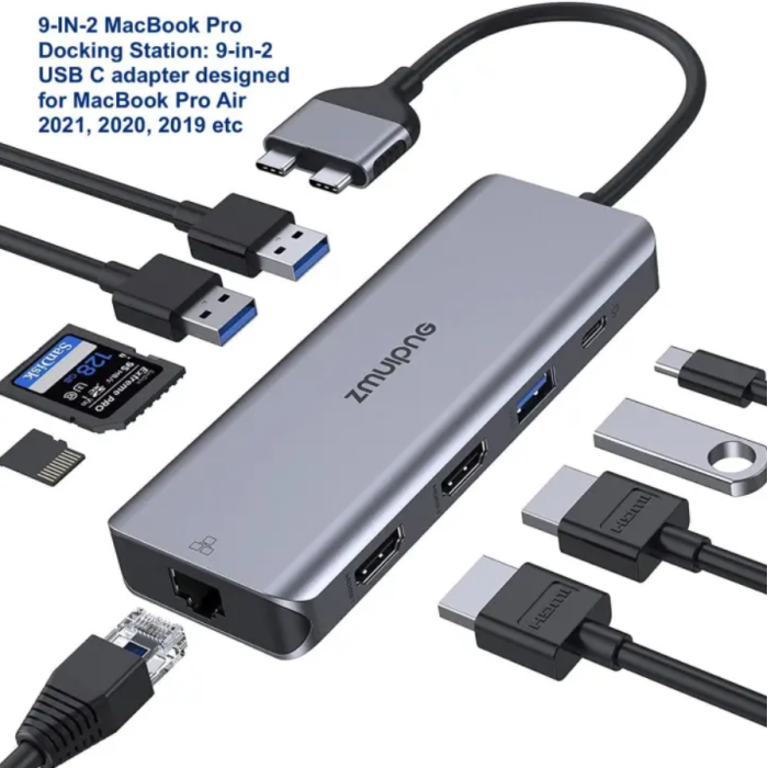 ZMUIPNG (ZM1836) 9 IN 1 Double USB C Hub
