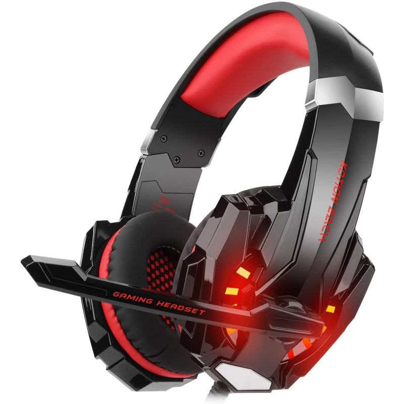 DIZA100 G9000 Gaming Headset Headphone 3.5mm Stereo Jack with Mic LED Light Red and blue