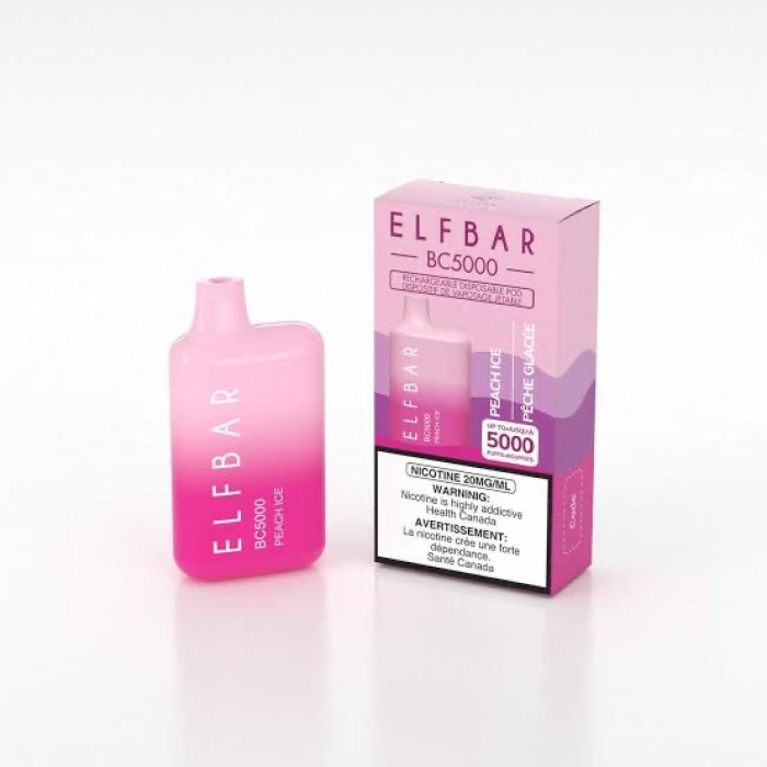 ELF BAR BC-5000 Disposable Pod Device - Rechargeable - 5% Nicotine Level - 5000 Puffs - Peach Ice
