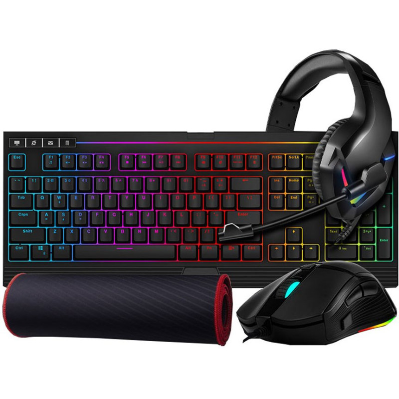 1stPlayer DK 9.0 Death Knight Kit RGB Gaming Combo Set - Keyboard, Mouse, Headset and Mouse Pad