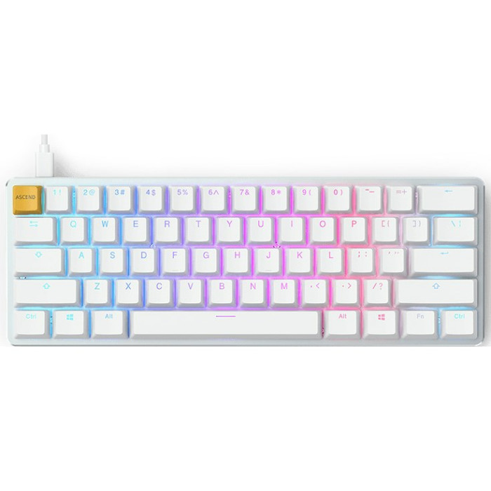 Glorious GMMK Modular Mechanical Keyboard - Compact, White Ice Edition, GLO-GMMK-COM-BRN-W 