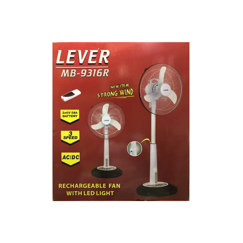 Lever 16" Rechargeable Fan with Remote Control MB-9316R
