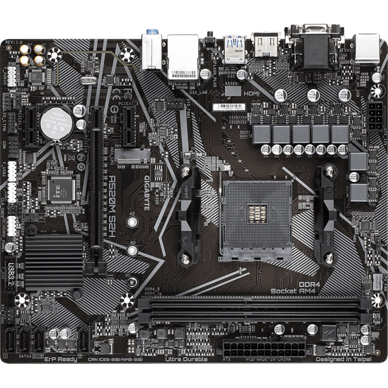 Gigabyte A520M S2H AMD A520 Ultra Durable Motherboard 