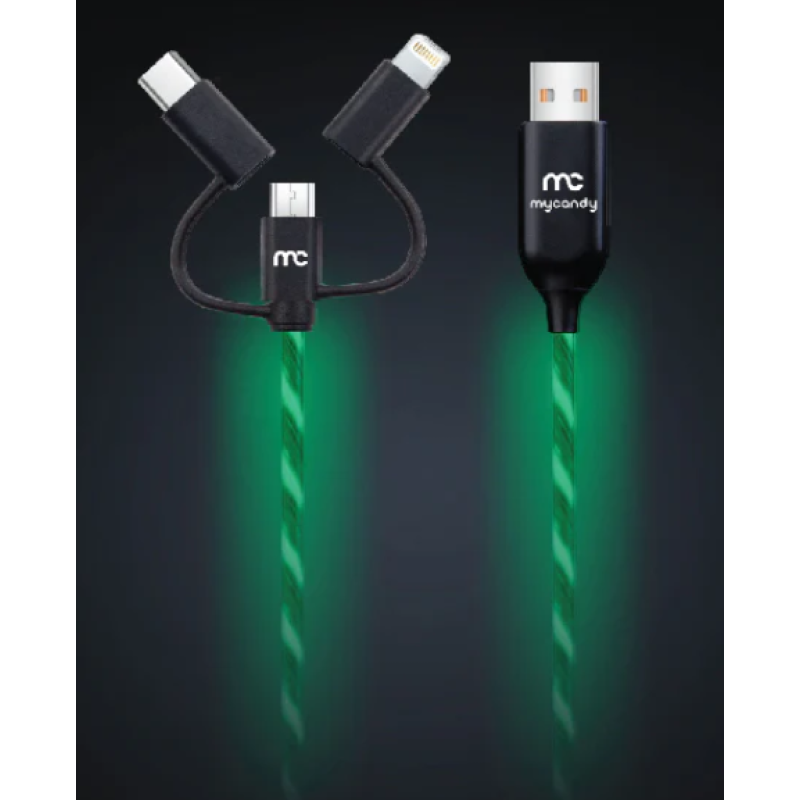 mycandy 3 IN 1 Neon Glow And Sync Cable 1M Green 